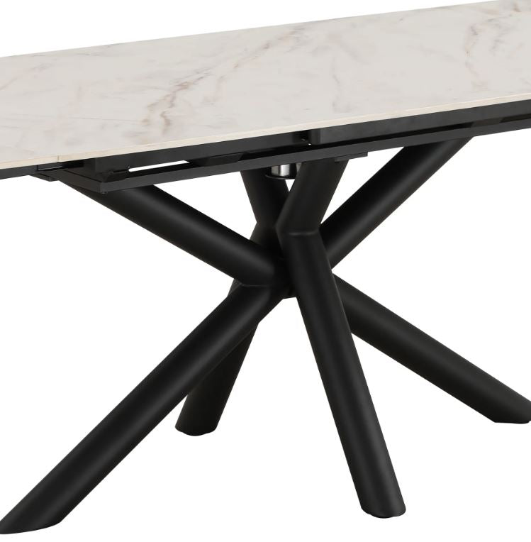 Nova 160-240cm White/Gold Swivel Ceramic Marble Extending Dining Table