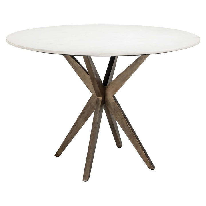Richmond Interiors Maisy White Marble & Gold Round Dining Table