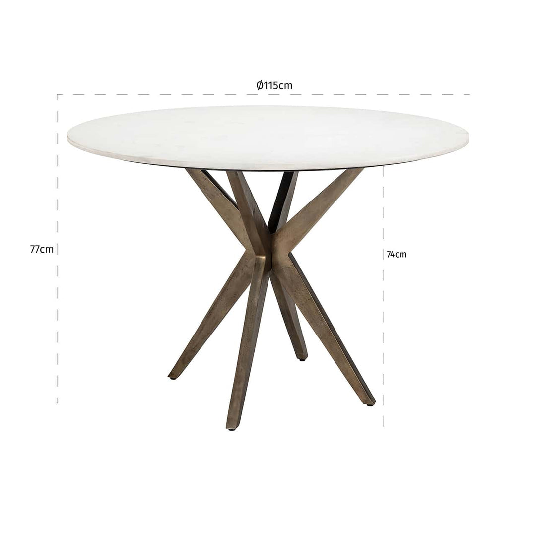 Richmond Interiors Maisy White Marble & Gold Round Dining Table