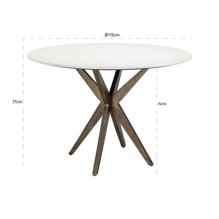 Richmond Interiors Maisy White Marble & Gold Round Dining Table