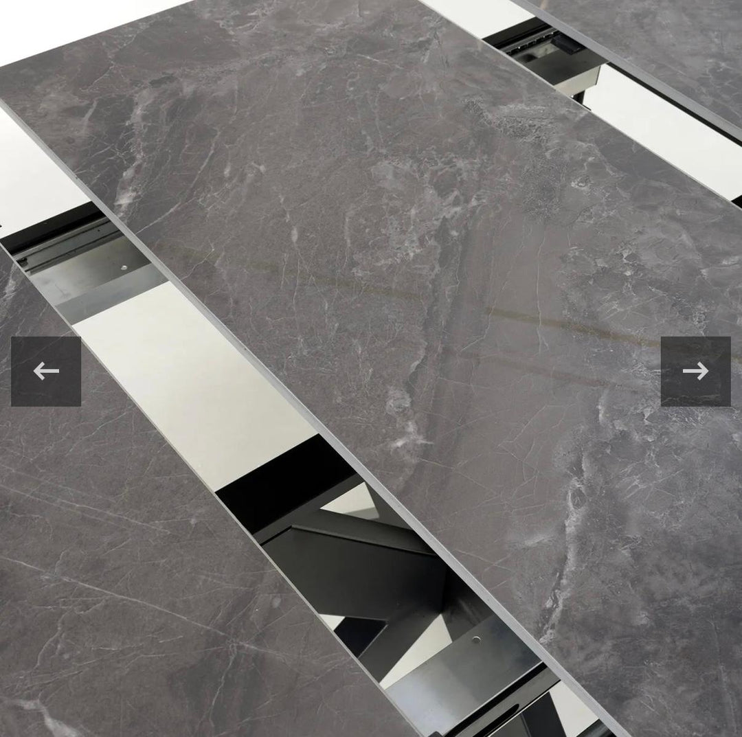 Nova 140-180cm Grey Ceramic Marble Centre Extending Dining Table