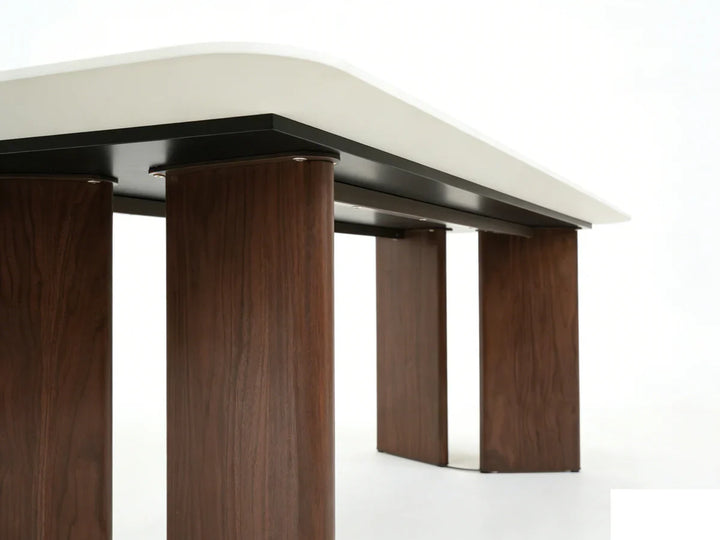 Almira 180cm Walnut & Travertine Ceramic Marble Dining Table