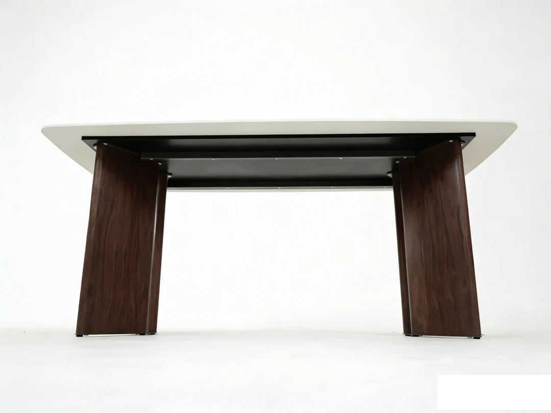Almira 180cm Walnut & Travertine Ceramic Marble Dining Table