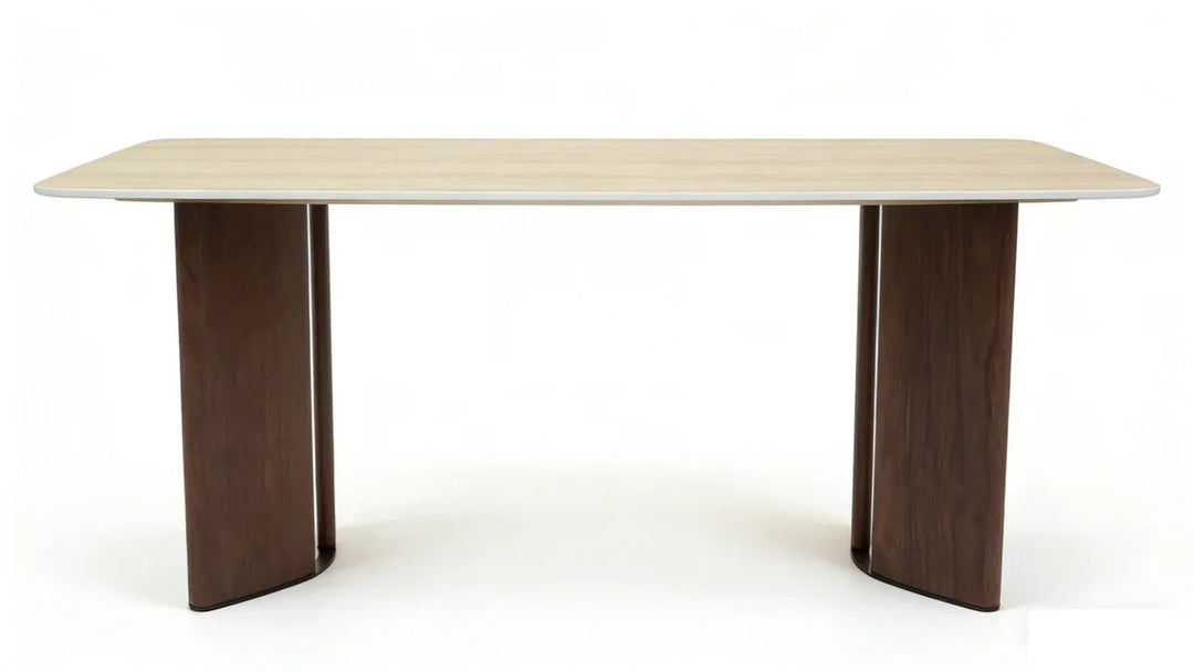 Almira 180cm Walnut & Travertine Ceramic Marble Dining Table