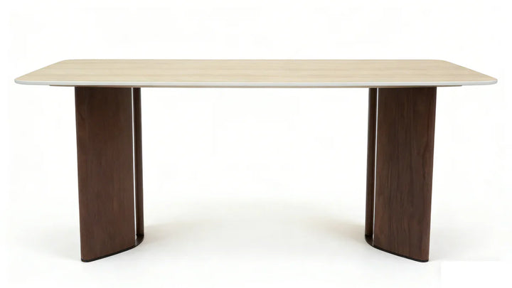 Almira 180cm Walnut & Travertine Ceramic Marble Dining Table
