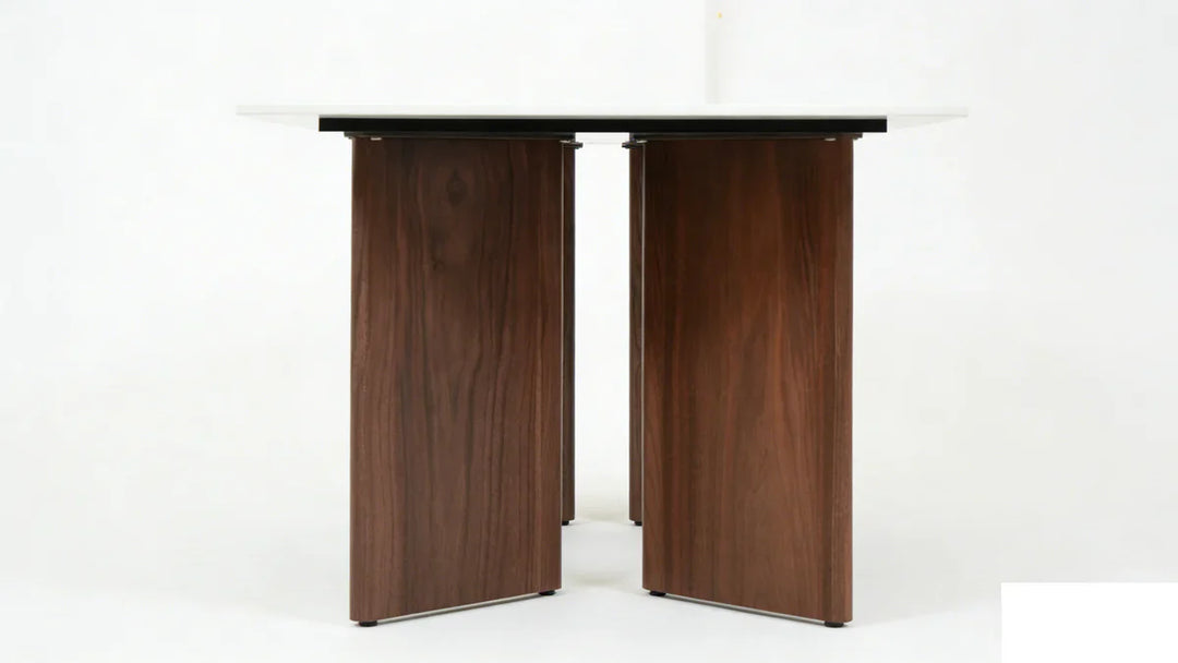 Almira 180cm Walnut & Travertine Ceramic Marble Dining Table
