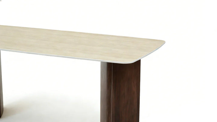Almira 180cm Walnut & Travertine Ceramic Marble Dining Table