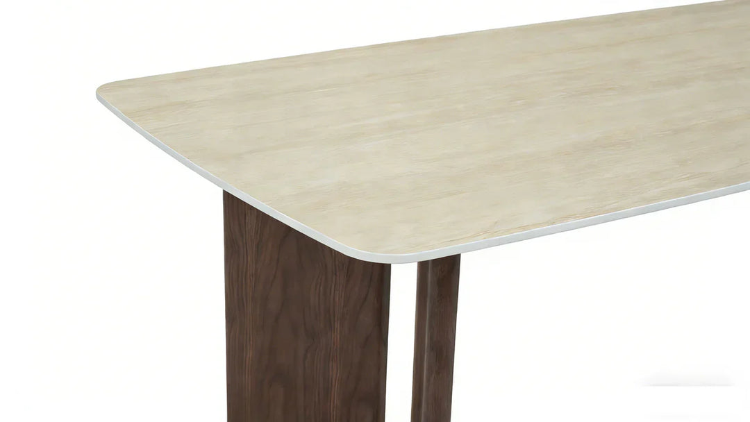Almira 180cm Walnut & Travertine Ceramic Marble Dining Table