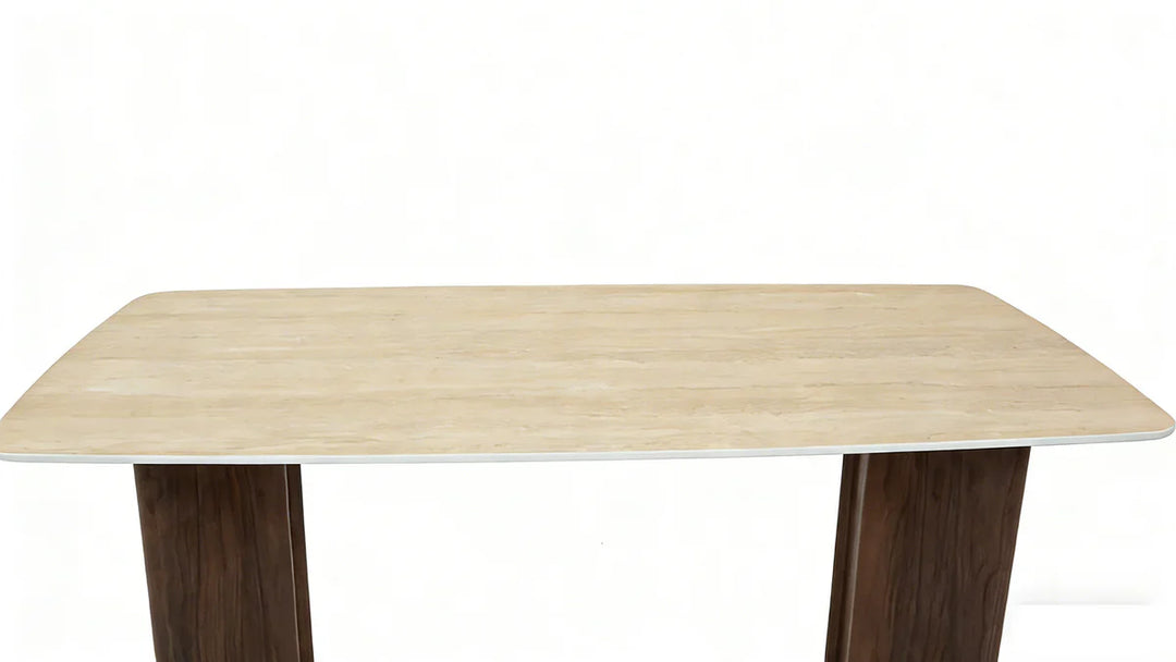 Almira 180cm Walnut & Travertine Ceramic Marble Dining Table