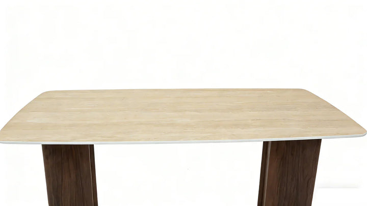 Almira 180cm Walnut & Travertine Ceramic Marble Dining Table