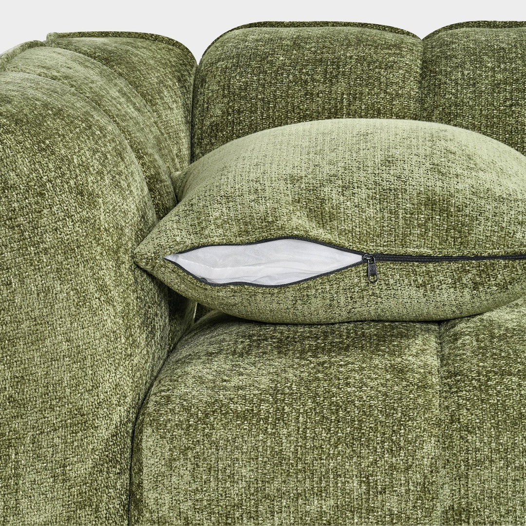 Venice Bubble Boucle Olive Green Fabric 3 Seater Sofa