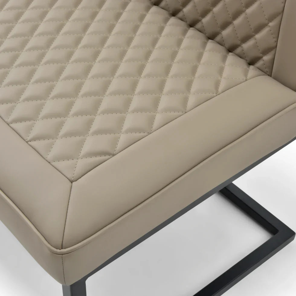 Regent Corner Leather Sand Taupe Bench Set - Right Hand Facing