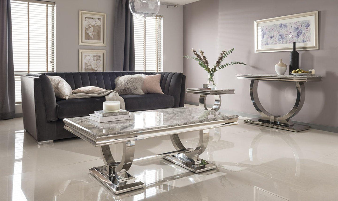 Arianna 120cm White Marble Console Table-Esme Furnishings