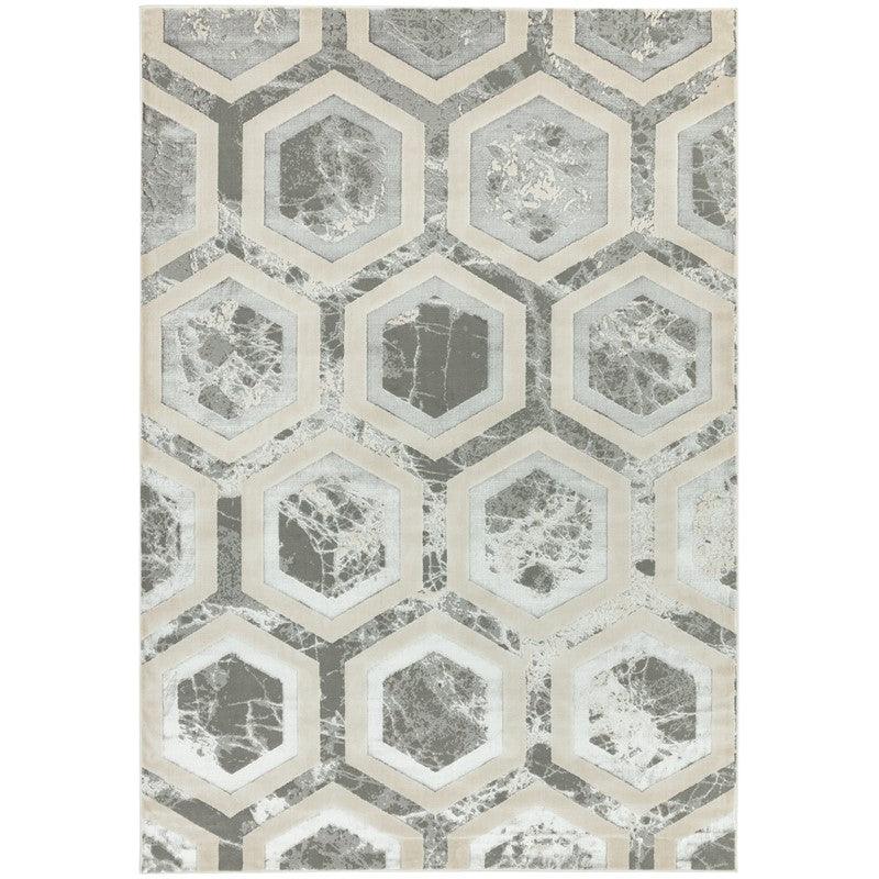 Aurora Crystal AU12 Geometric Rugs in Silver Beige-Esme Furnishings