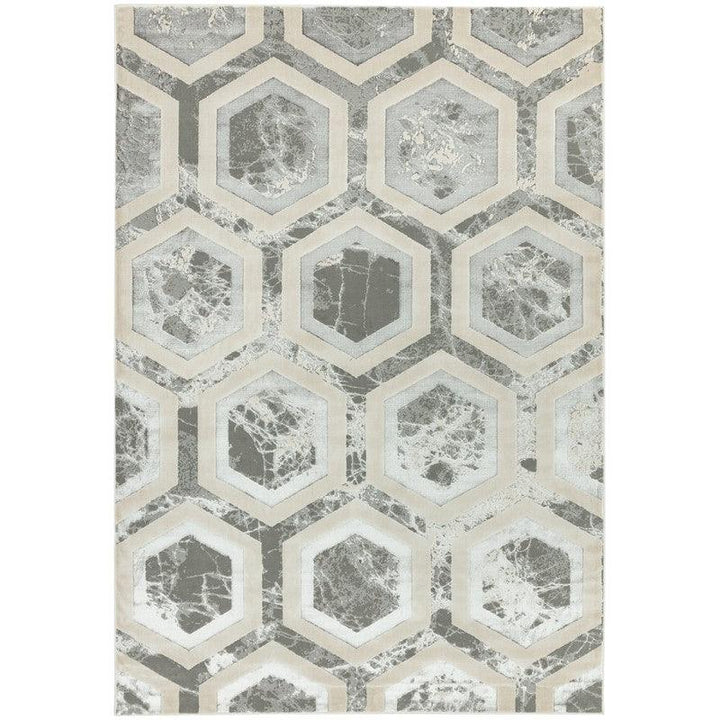 Aurora Crystal AU12 Geometric Rugs in Silver Beige-Esme Furnishings