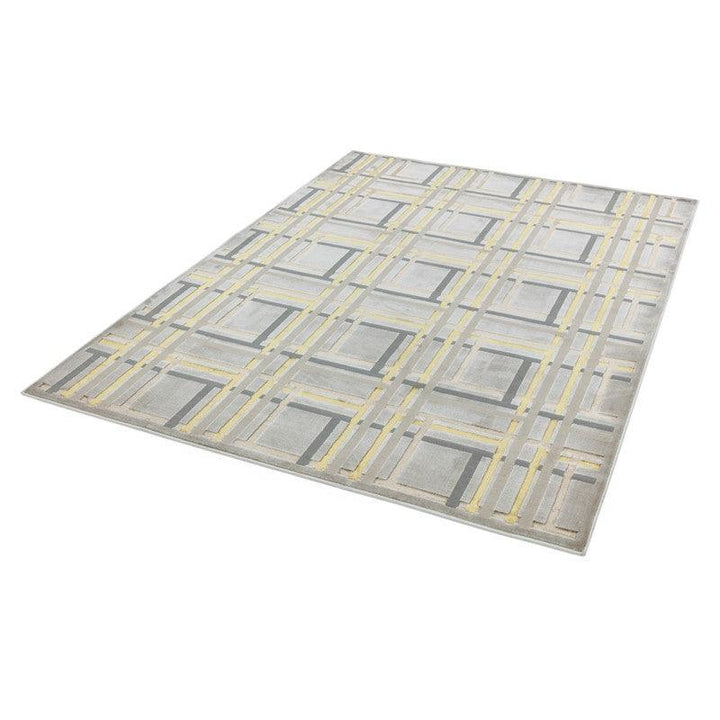 Aurora Elexus AU15 Geometric Rugs in Metallic Gold Bronze and Grey-Esme Furnishings