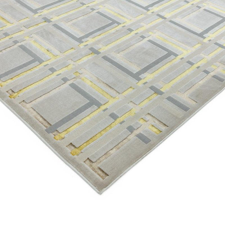 Aurora Elexus AU15 Geometric Rugs in Metallic Gold Bronze and Grey-Esme Furnishings