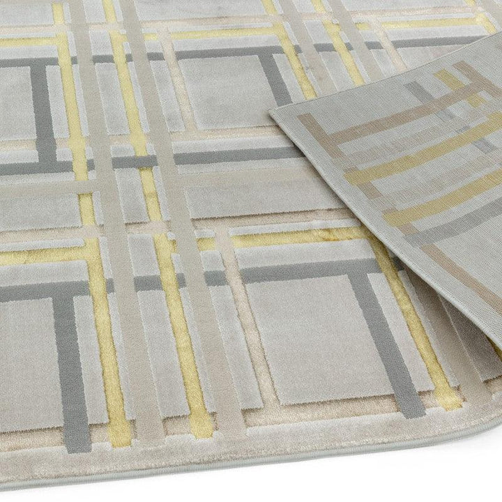 Aurora Elexus AU15 Geometric Rugs in Metallic Gold Bronze and Grey-Esme Furnishings