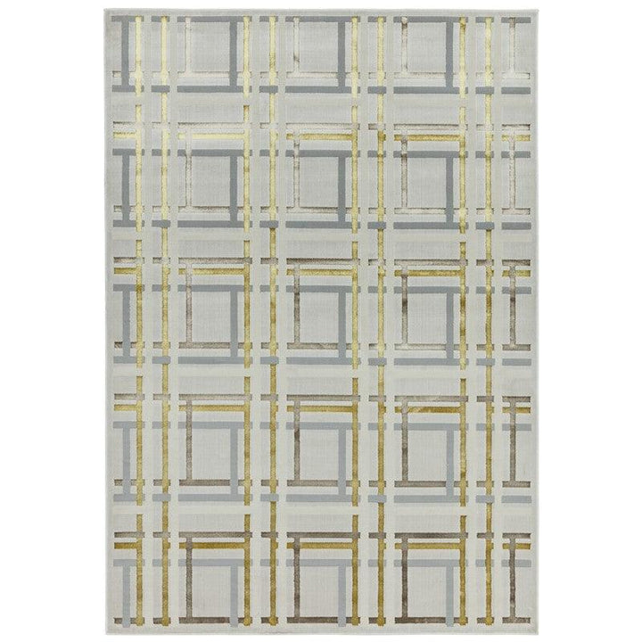 Aurora Elexus AU15 Geometric Rugs in Metallic Gold Bronze and Grey-Esme Furnishings