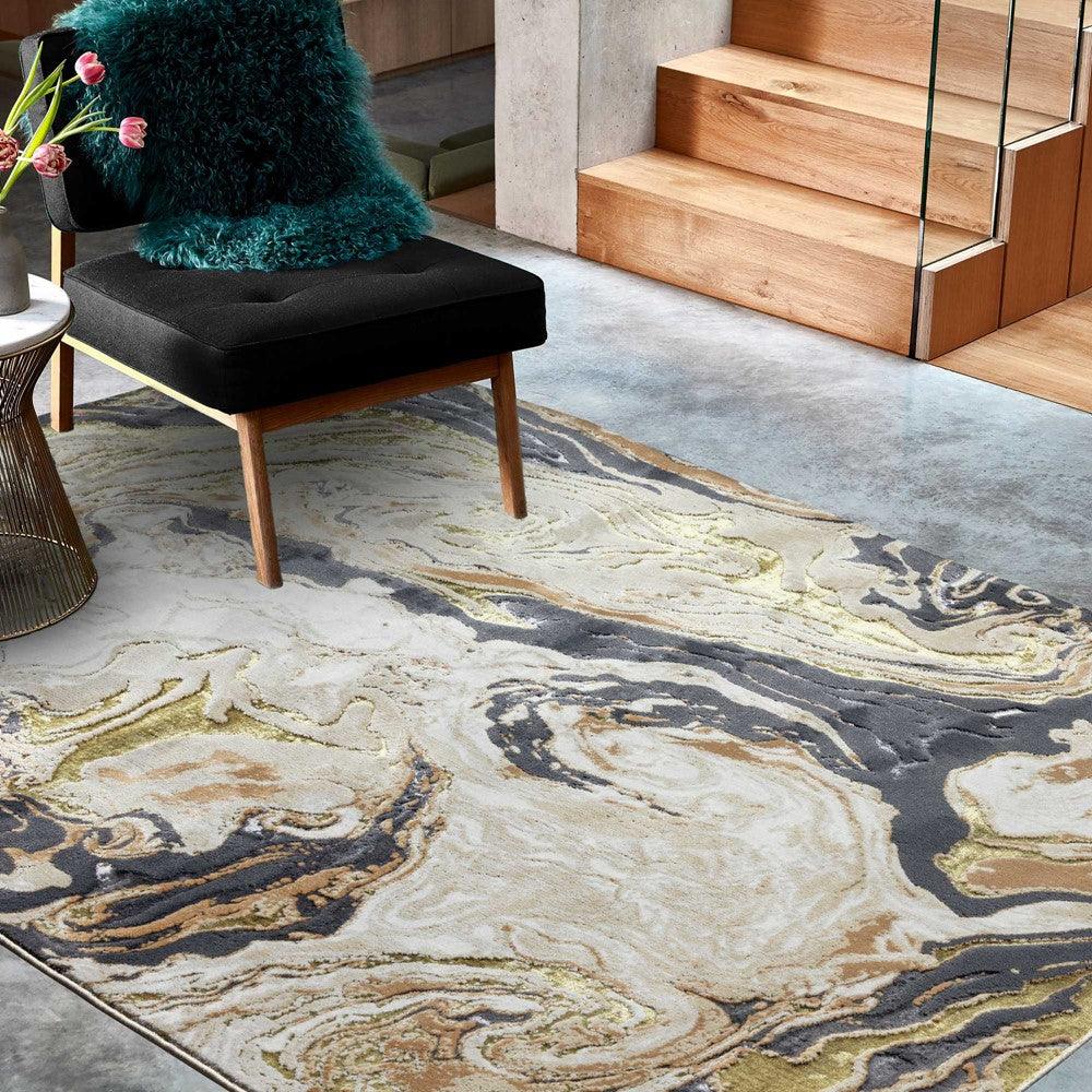 Aurora Marble AU08 Rugs in Gold Grey-Esme Furnishings
