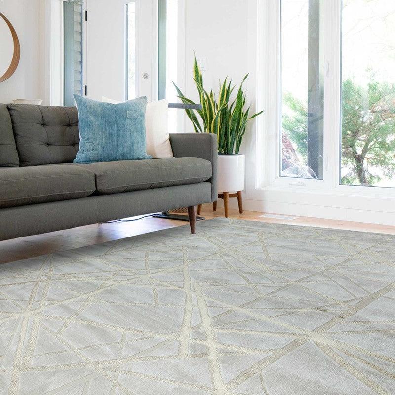 Aurora Mica AU13 Geometric Rugs in Metallic Beige Gold-Esme Furnishings