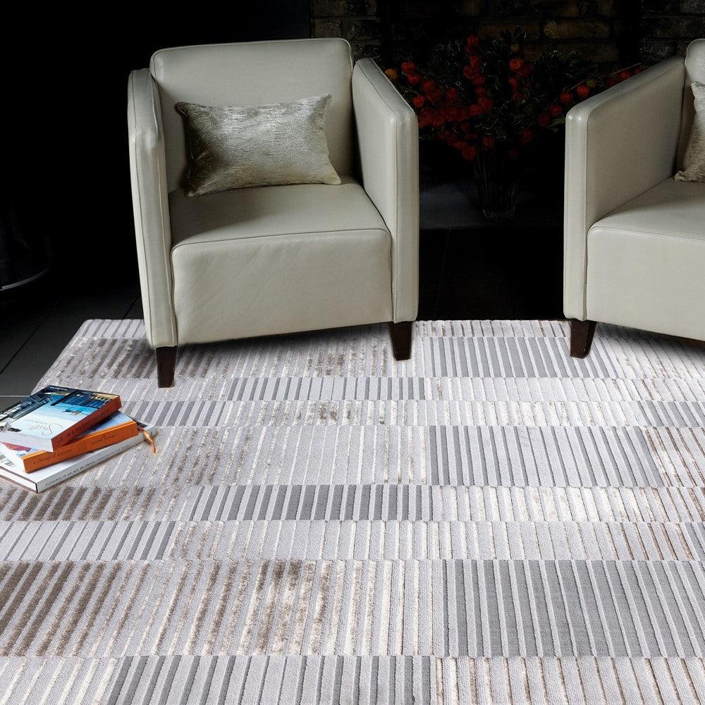 Aurora Ripple AU14 Geometric Rugs in Metallic Gold Silver-Esme Furnishings