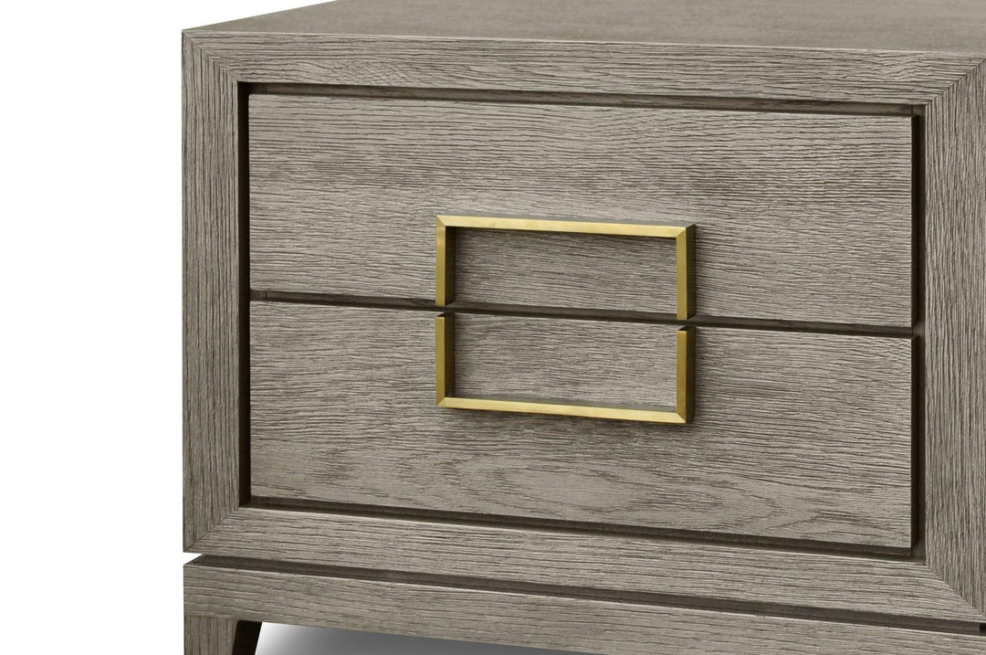 Lucca 2-Drawer Bedside Cabinet Grey Oak Veneer with Gold Handles-Esme Furnishings