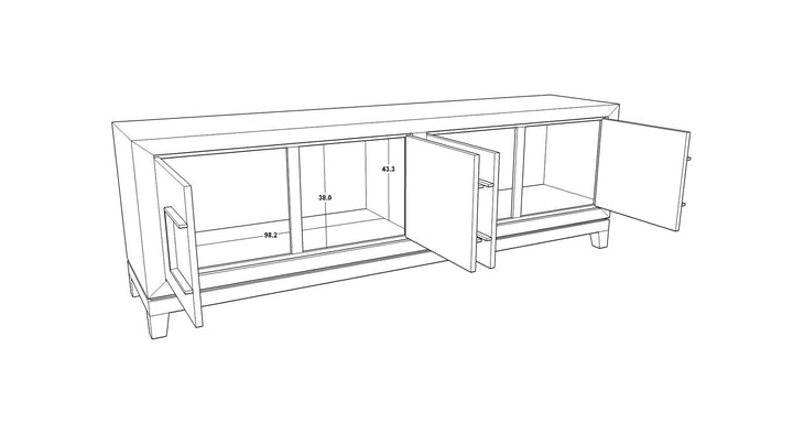 Lucca Media Unit with Grey/Taupe Coloured Oak Veneer and Gold Handles-Esme Furnishings
