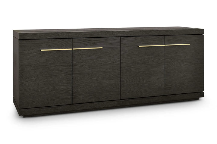 Sorrento 4-Door Sideboard In A Dark Oak Veneer With Gold Handles-Esme Furnishings