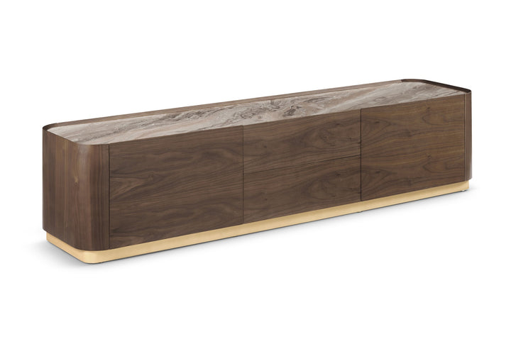 Berkeley Designs Brooklyn Dark Walnut Ceramic Marble Media TV Unit