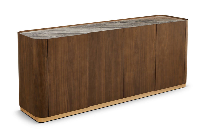 Berkeley Designs Brooklyn Dark Walnut Ceramic Marble 4 Door Sideboard