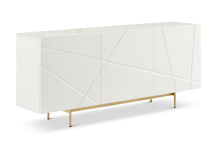 Berkeley Designs Helsinki White High Gloss Ceramic Marble Sideboard