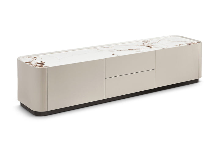 Berkeley Designs Shoreditch Taupe High Gloss Ceramic Marble Media TV Unit