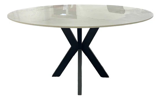 Phoenix 130cm Round White Ceramic Marble Fixed Dining Table