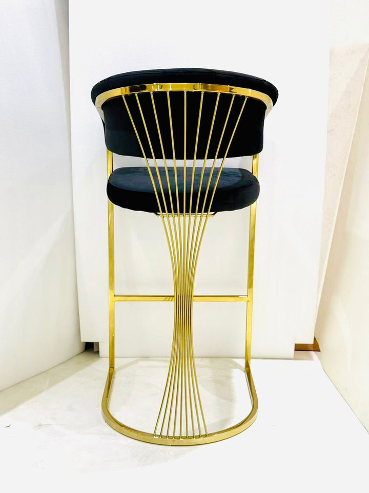 Savoy Luxury Black & Gold Velvet Bar Stool Gold Legs