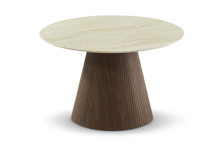 Berkeley Designs Milan 120CM Round Dining Table White Marble Walnut