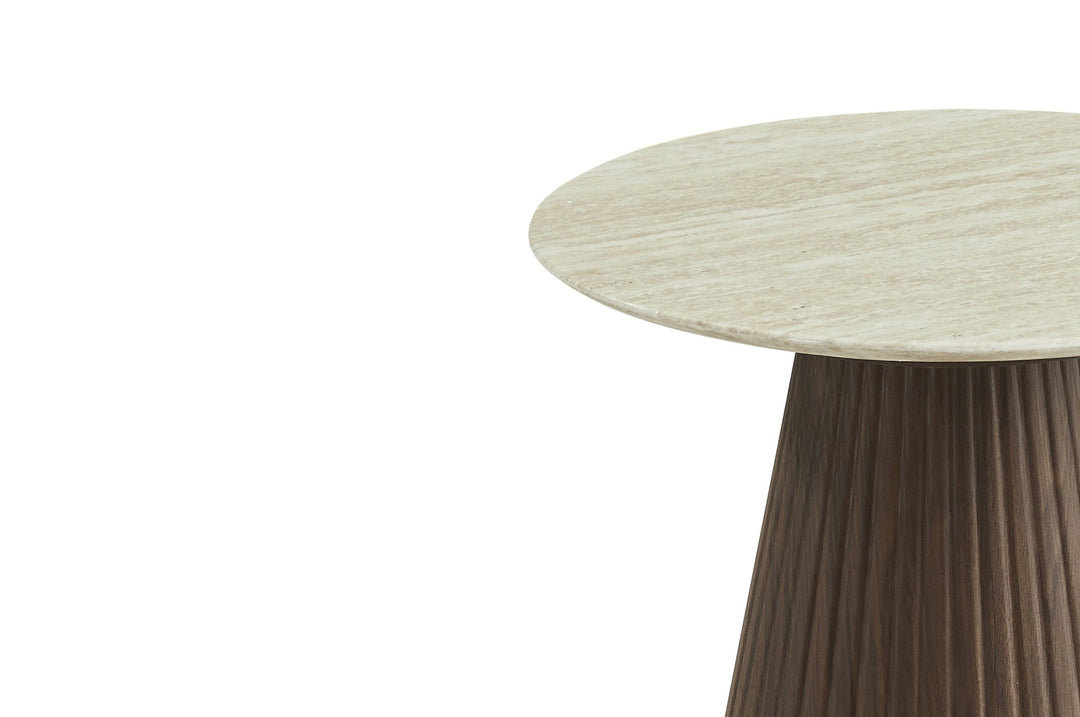 Berkeley Designs Milan Lamp End Table White Marble Walnut