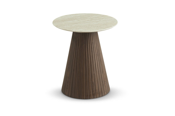 Berkeley Designs Milan Lamp End Table White Marble Walnut