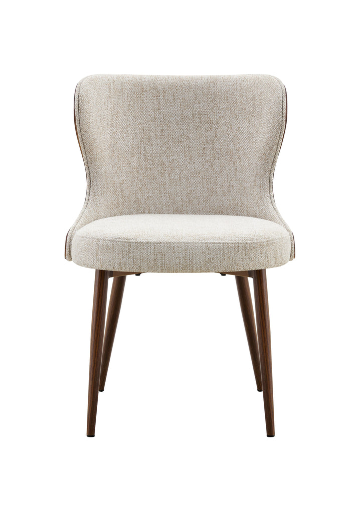 Bella Walnut Wood & Light Taupe Fabric Dining Chair