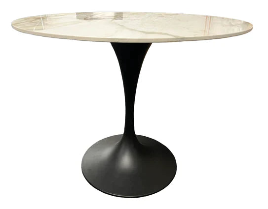 Bentley 90cm Gold/Grey Ceramic Marble Round Dining Table With Black Base + Roco 360º Grey Velvet Dining Chairs
