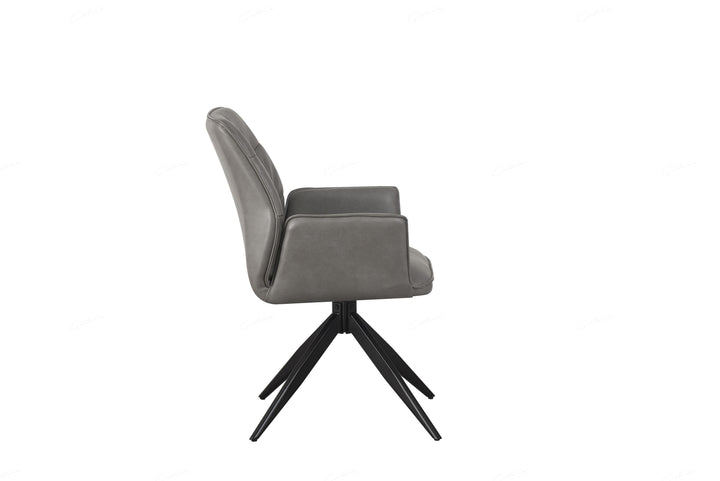 Berlish PU Leather Swivel Dining Chairs With Black Metal Base - Pairs - 2 Colours