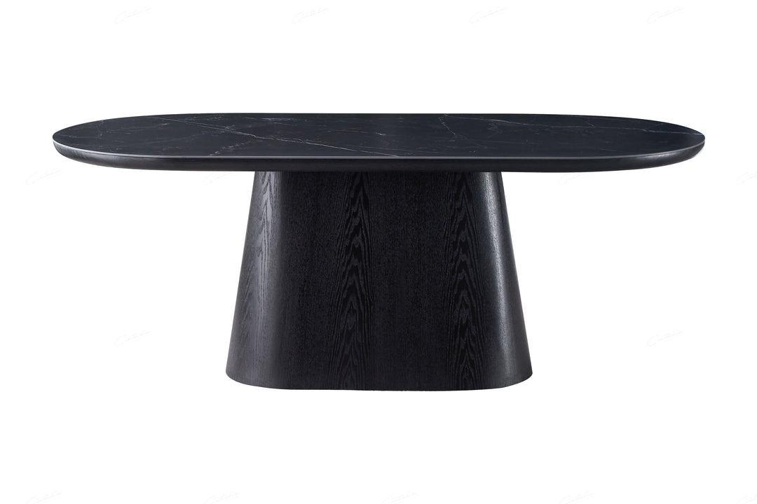 Bianca 200cm Oval Black Ceramic Marble Dining Table