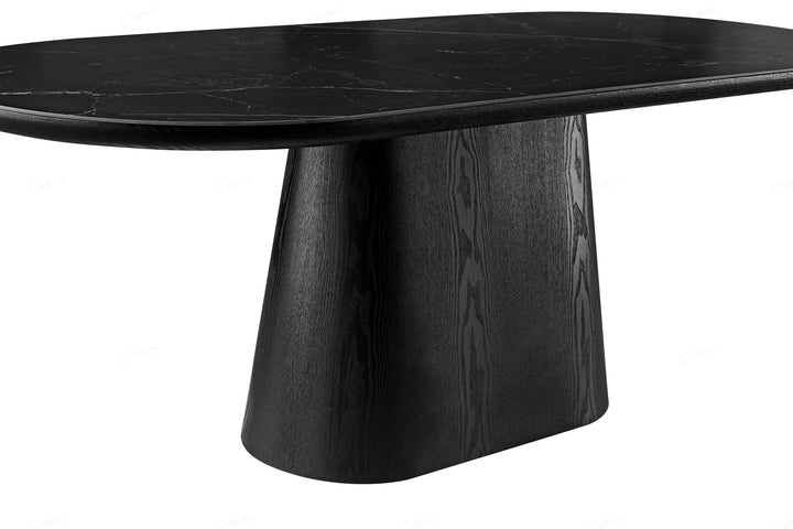 Bianca 200cm Oval Black Ceramic Marble Dining Table