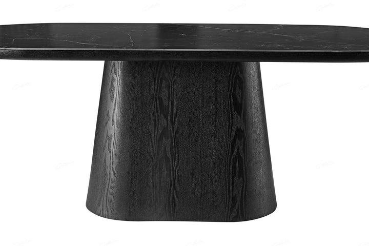 Bianca 200cm Oval Black Ceramic Marble Dining Table