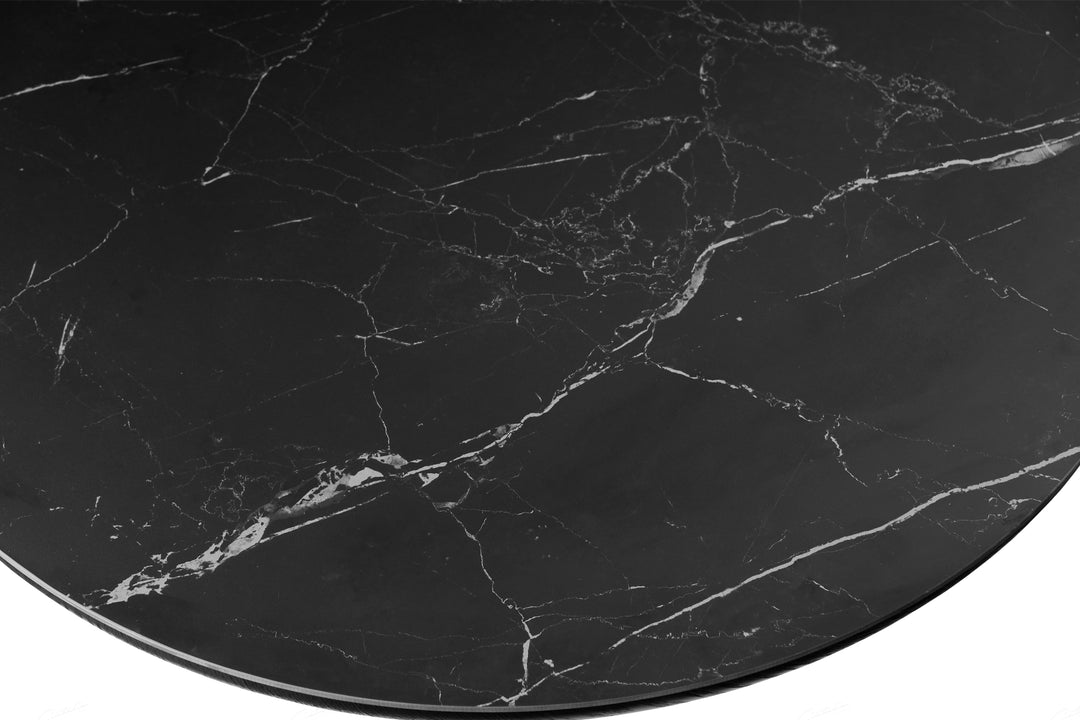 Bianca 200cm Oval Black Ceramic Marble Dining Table