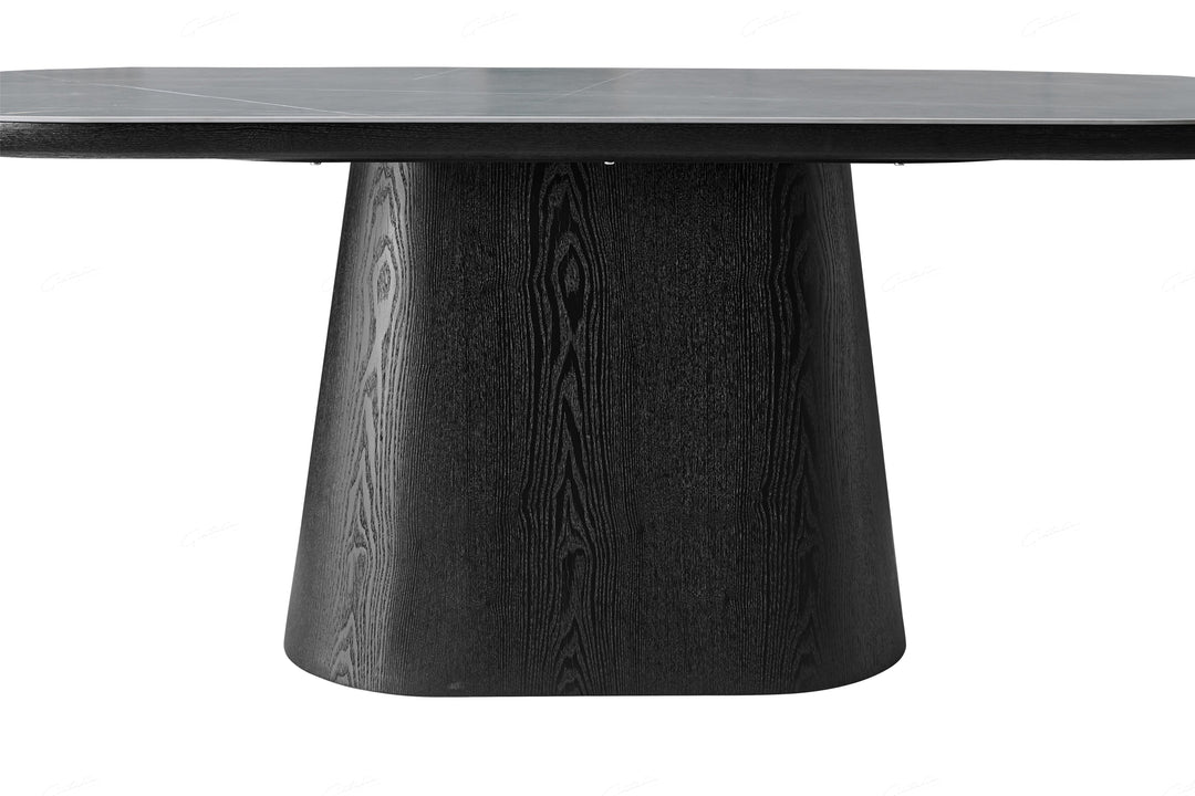 Bianca 200cm Oval Black & Grey Ceramic Marble Dining Table