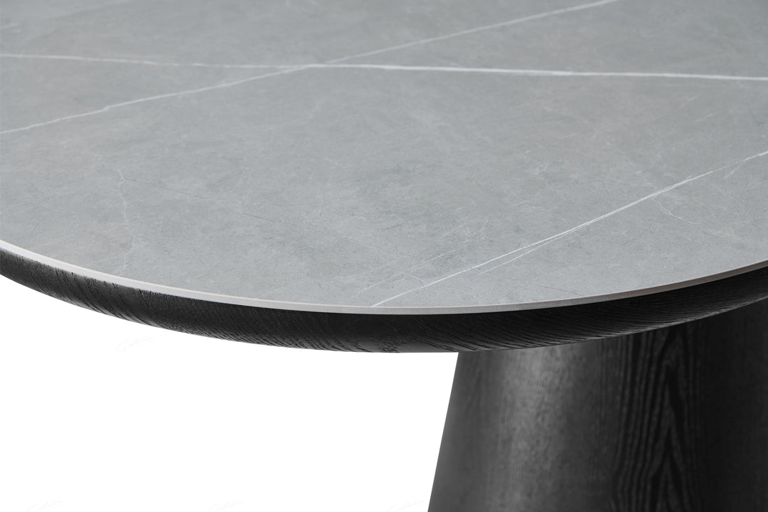 Bianca 200cm Oval Black & Grey Ceramic Marble Dining Table
