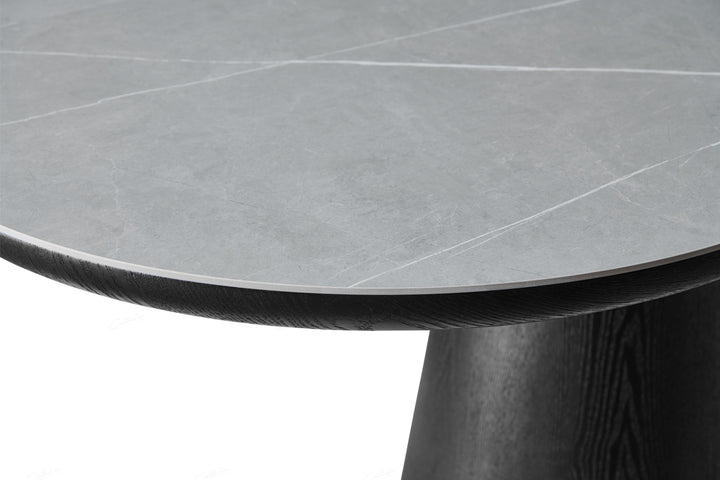 Bianca 200cm Oval Black & Grey Ceramic Marble Dining Table