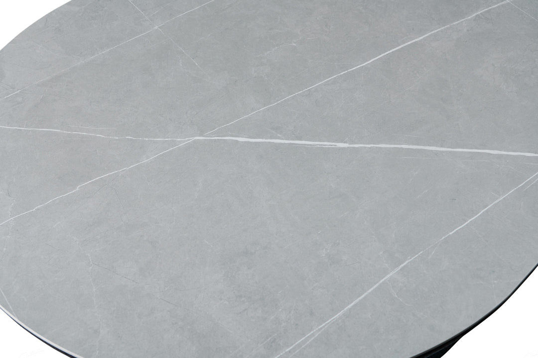 Bianca 200cm Oval Black & Grey Ceramic Marble Dining Table