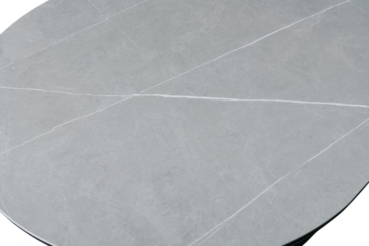 Bianca 200cm Oval Black & Grey Ceramic Marble Dining Table